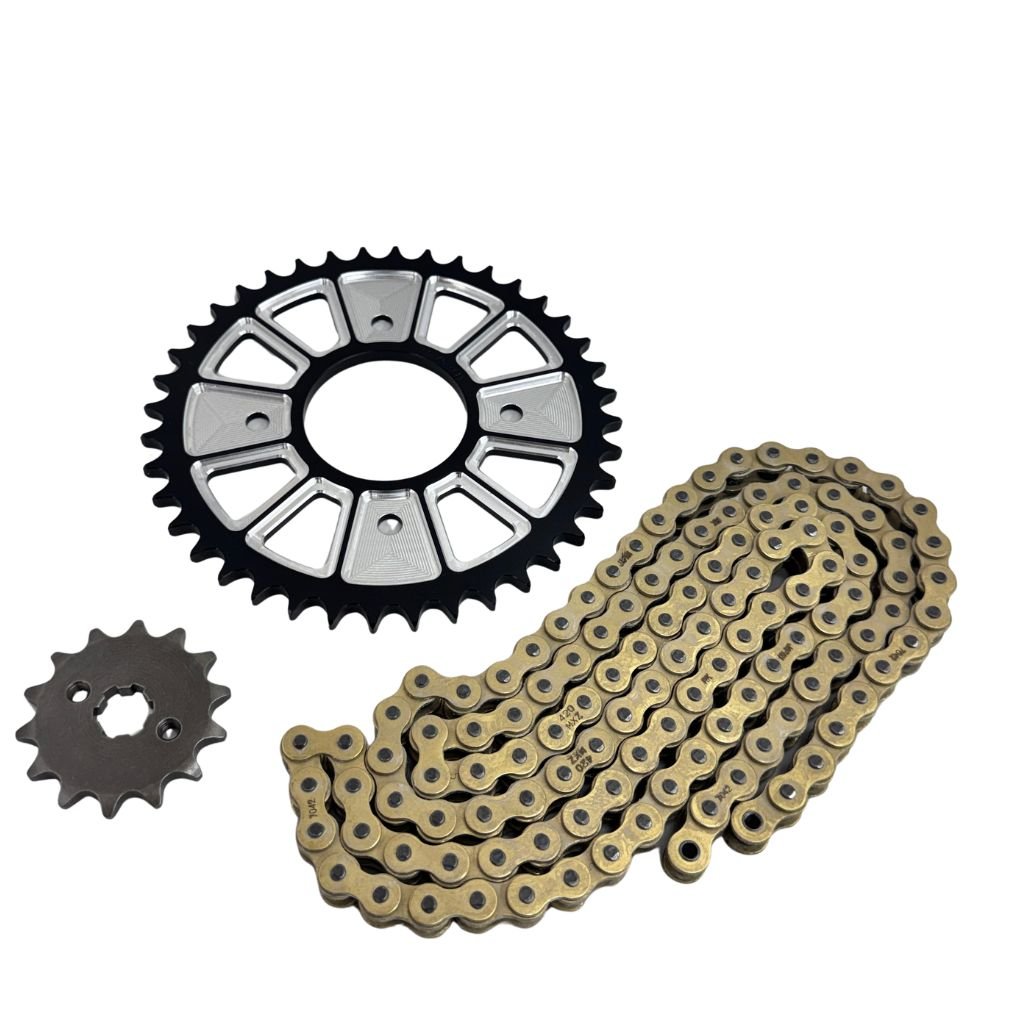 gear set pricing Grom, Dax, Monkey Street / Race / Stunt Regearing kit Darfst du zu zweit ensuring smooth and precise 7 speed gearset Farbe:Schwarz/Schwarze Tasche weißes Logo Lecyclo.com
