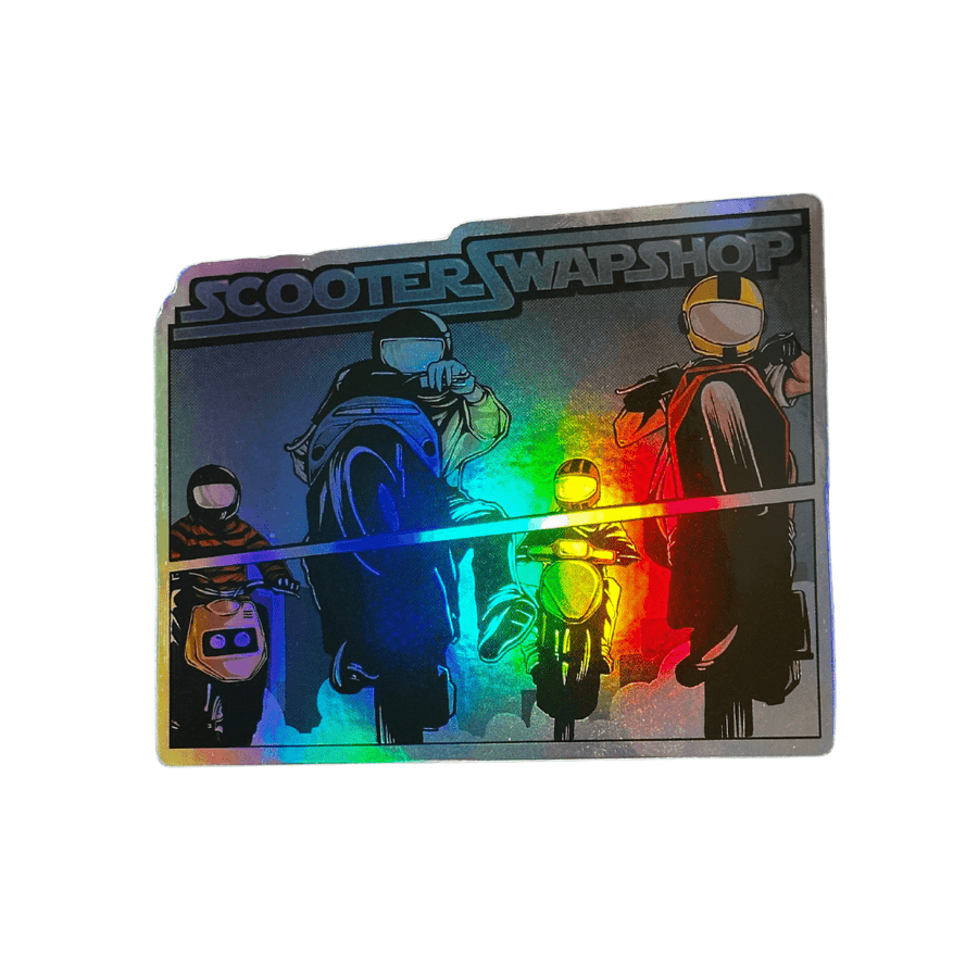 Group Wheelie HOLO Sticker - ScooterSwapShop