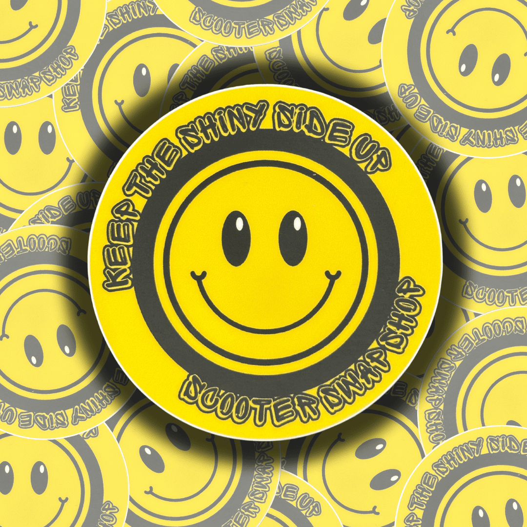 Keep the Shiny Side Up Circle Sticker - ScooterSwapShop