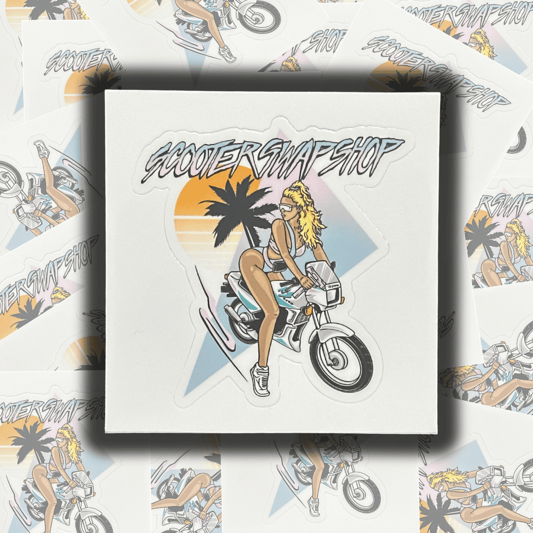 Uzi Chick KissCut Sticker - ScooterSwapShop