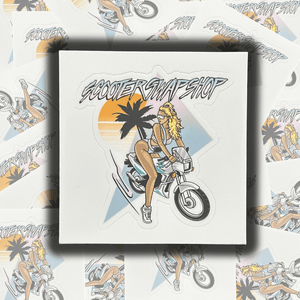 Uzi Chick KissCut Sticker - ScooterSwapShop