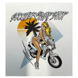 Uzi Chick KissCut Sticker - ScooterSwapShop