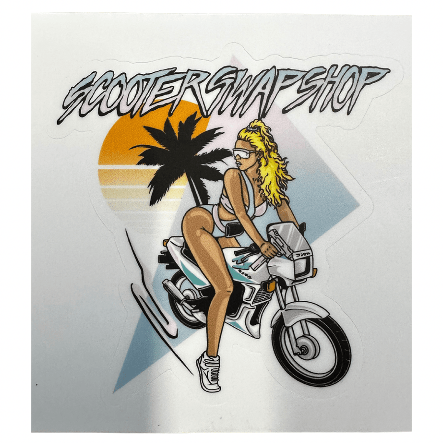 Uzi Chick KissCut Sticker - ScooterSwapShop